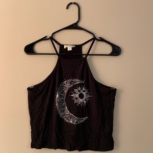 PacSun LA Hearts Moon Black Crop Halter